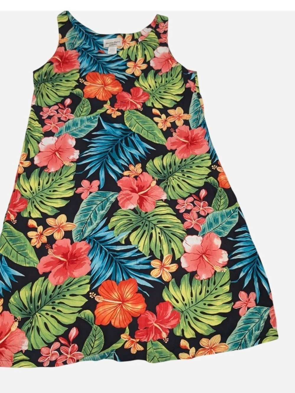 Pre-owned Floral Tropical Midi Dress - Black with Multicolor Bloom